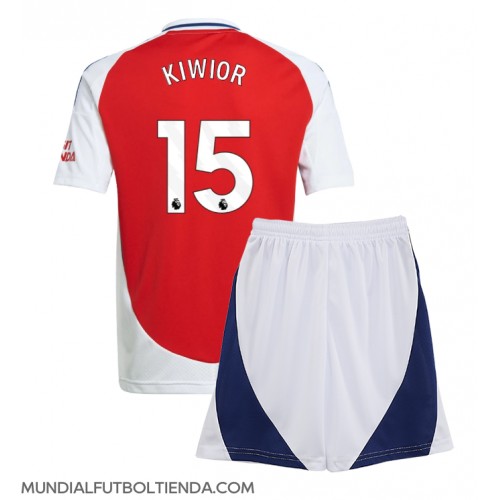 Camiseta Arsenal Jakub Kiwior #15 Primera Equipación Replica 2024-25 para niños mangas cortas (+ Pantalones cortos)